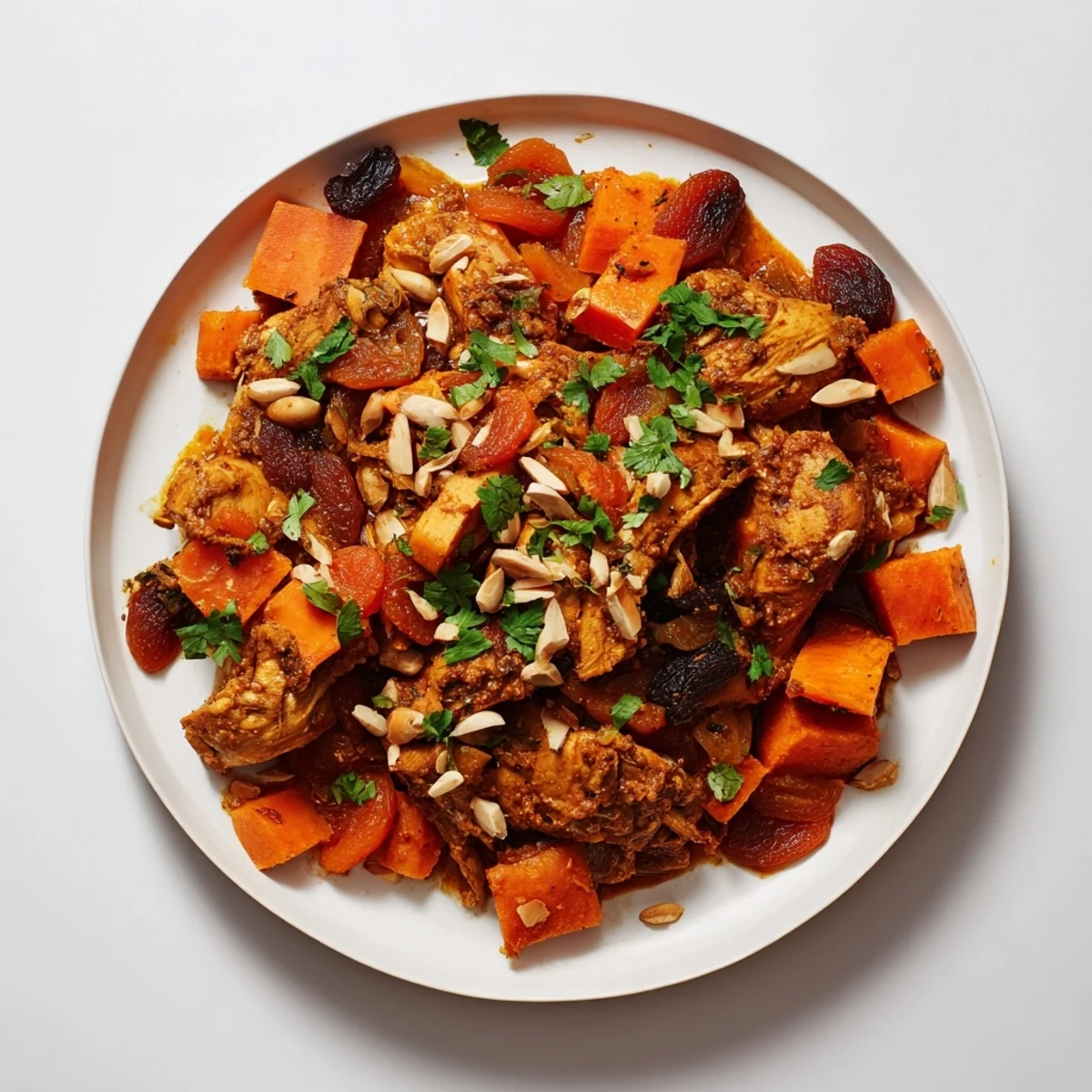 Golden, slow-cooked Soft Spice Chicken and Sweet Potato Tagine, richly flavored and tender with hints of spice.
