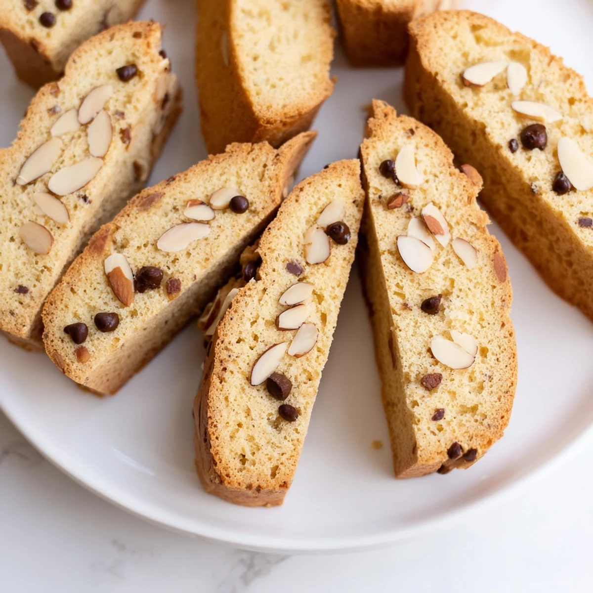 Golden-brown soft sweet almond biscotti, perfect for dipping in hot coffee and enjoying a treat.