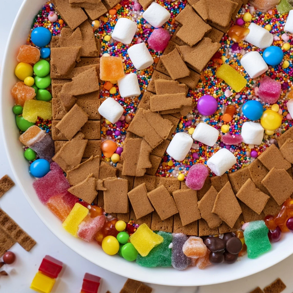 Eye-catching Candy Land gingerbread path, overflowing with sweet gingerbread and colorful candies ready to enjoy.