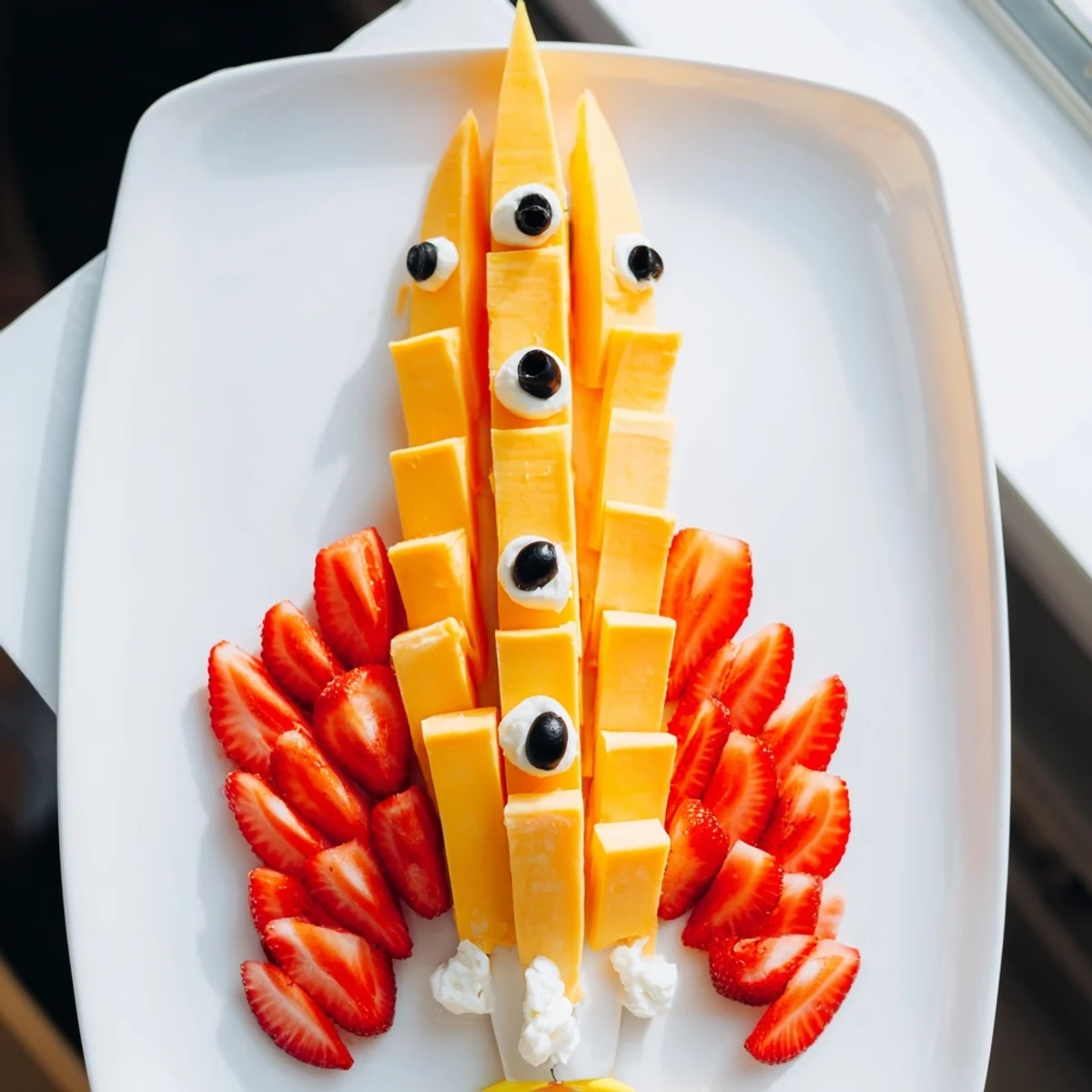 The colorful Retro Rocket food art snack: a party-ready, visually exciting platter for everyone to enjoy.
