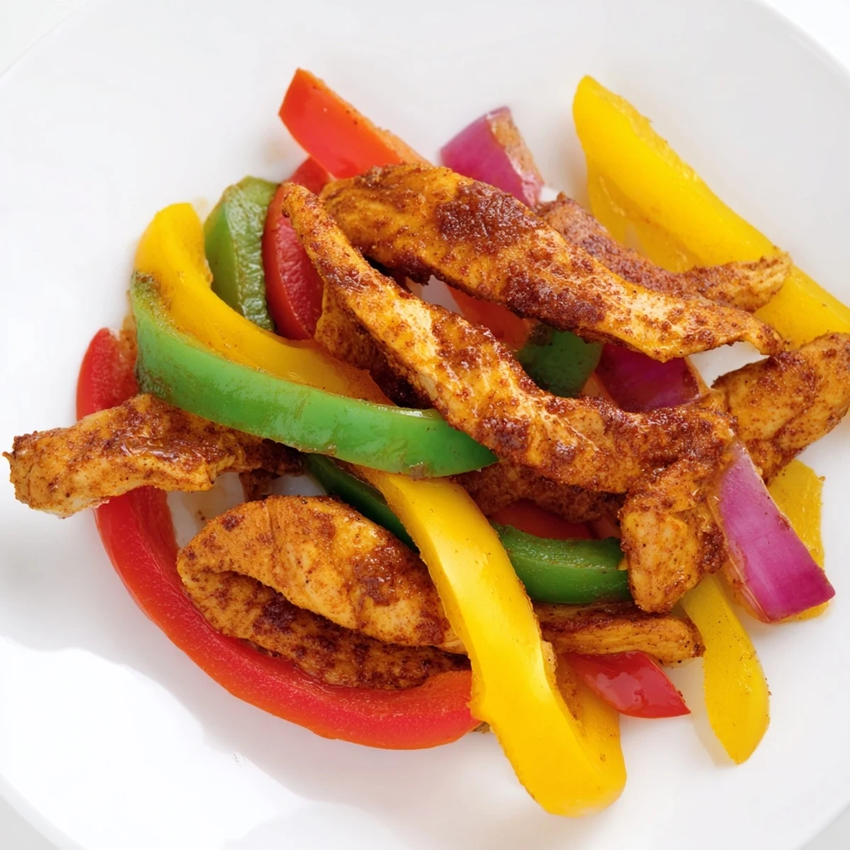 A delicious overhead shot of a Chicken Fajita Sheet Pan, perfect for a quick and easy weeknight dinner.
