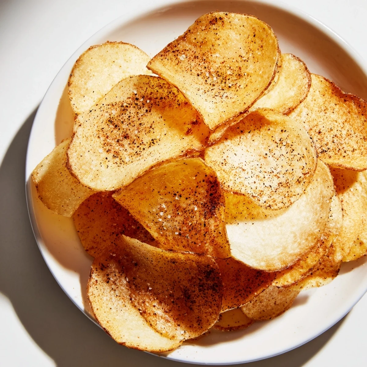 Delectable air-fryer potato chips, freshly made and ready to serve—a healthier, flavorful U.S. snack.
