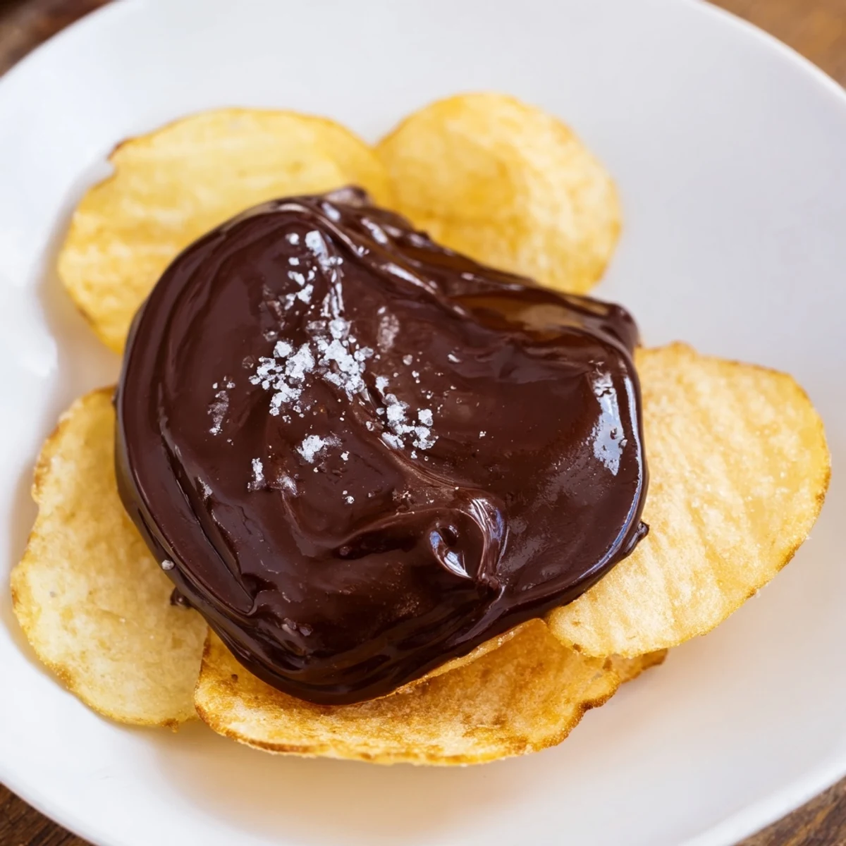 Enjoy a close-up of the finished Chocolate Potato Chip Bark, showcasing its perfect blend of sweet and salty flavors.