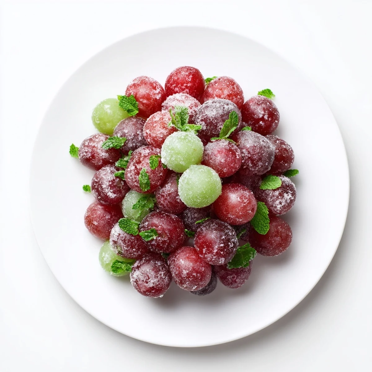 Arrange chilled frozen grapes on a tray with lemon wedges for a vibrant, crunchy, and hydrating vegan treat.