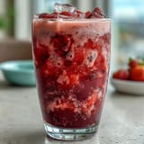 Creamy tropical Dragon Drink Refresher with fresh strawberries and coconut milk, perfect for summer.