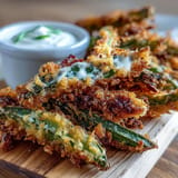 Air fryer pickle fries, perfectly seasoned appetizers, ready for dipping.