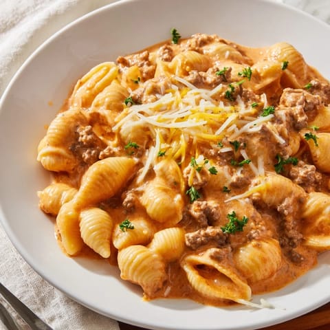 One Pot Creamy Beef and Shells #162