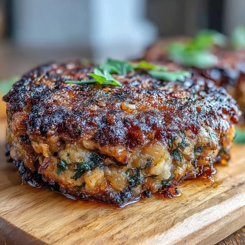Golden-brown Black-Eyed Pea Burger Patties are baked to perfection and garnished with fresh parsley and paprika.