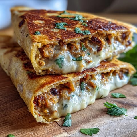 Homemade Black-Eyed Pea Quesadilla with melted cheddar and Monterey Jack cheese oozing from a crispy, buttery flour tortilla.
