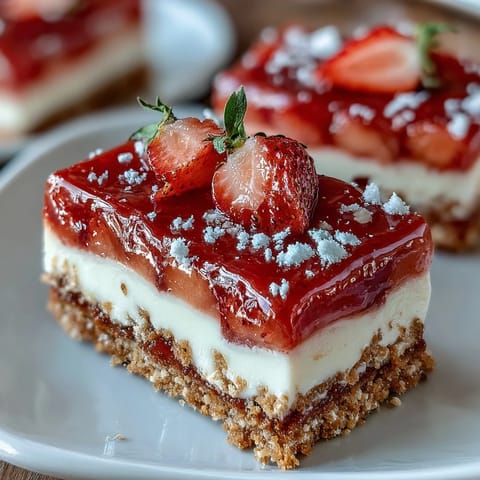 Vibrant strawberry lemonade bars with a golden shortbread crust, perfect for summer picnics and parties.