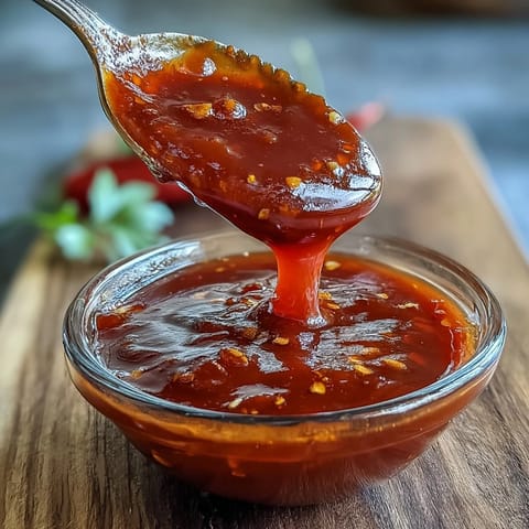 A vibrant jar of homemade fermented hot sauce, packed with fiery red chilies and aromatic garlic, ready to elevate any meal.