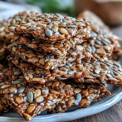 Wholesome homemade seed crackers baked to crunchy perfection, featuring a blend of flax, sunflower, and sesame seeds.  