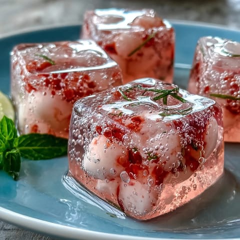 Delicate lychee agar jelly cubes glistening in sparkling yuzu water, a refreshing vegan dessert perfect for summer evenings.