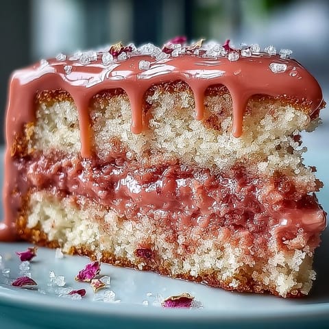 A beautiful bridal shower rosé velvet cake featuring a luxurious gold ganache drip.
