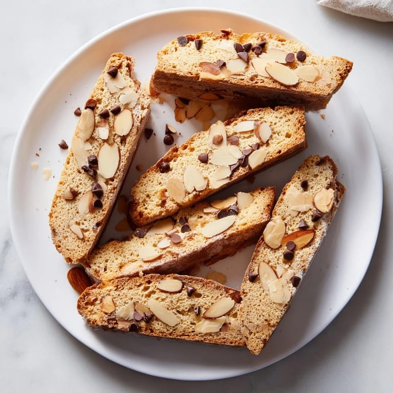 A plate of freshly baked, fragrant soft sweet almond biscotti, ideal for a morning coffee break.