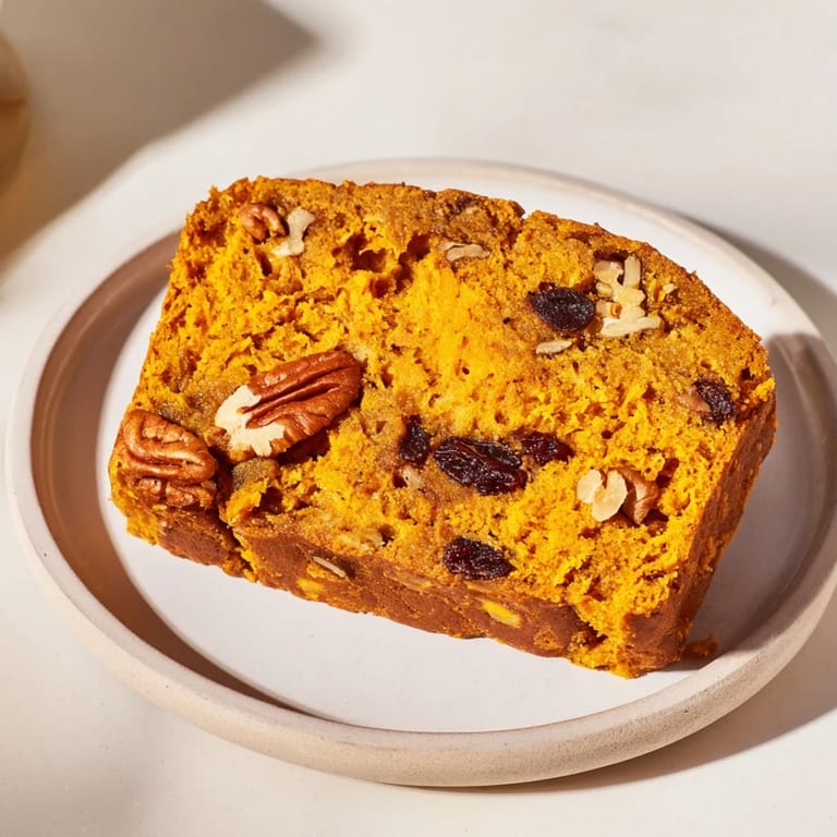 Crunchy pecan topping adorns this rustic and inviting Weekend Cabin-Style Sweet Potato and Pecan Loaf, ready to serve.