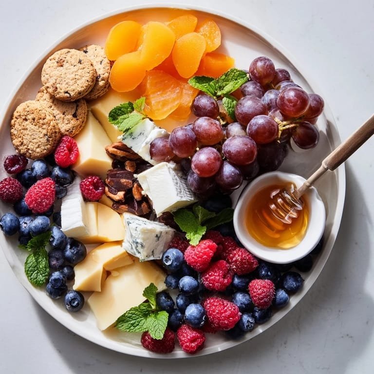 Vibrant Grapes of Fortune dessert board showcasing an array of colorful grapes alongside various cheeses.