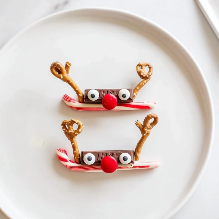 A tray of charming Rudolph Candy Cane Sleds awaits, ready to delight with their sweet, layered goodness.