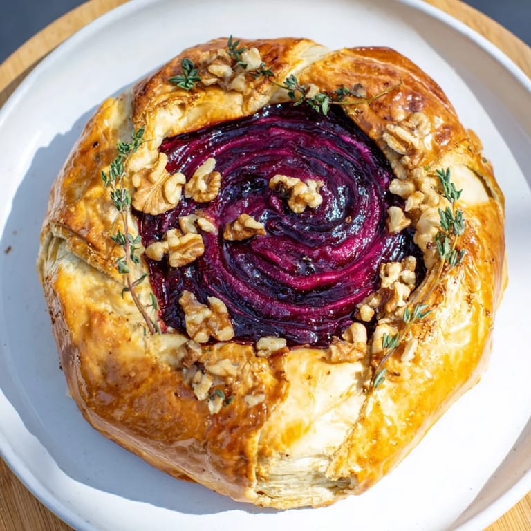 Warm, gooey Baked Brie with flaky puff pastry, inviting a delightful, elegant appetizer experience.