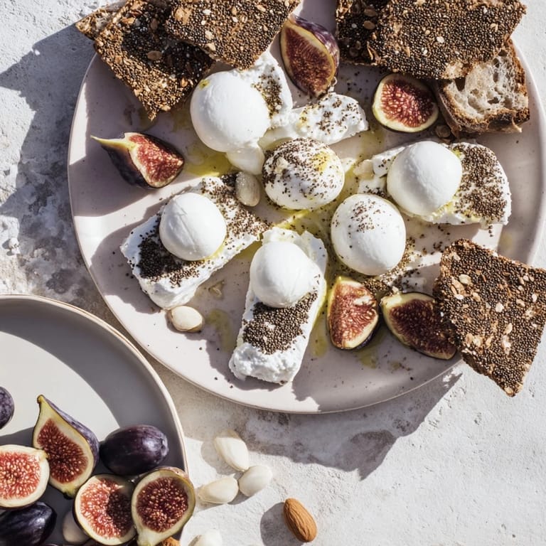 Geometric arrangement of a Black and White Formal Affair offers a sophisticated vegetarian appetizer for any party scene.