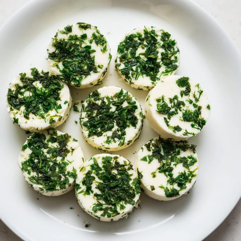 Fresh parsley and dill create the enchanting moss look of the elegant Mossy Stone cheese bites.
