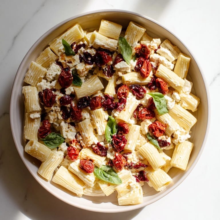 This warm baked feta pasta with cranberries offers a satisfying Mediterranean-inspired blend of flavors.