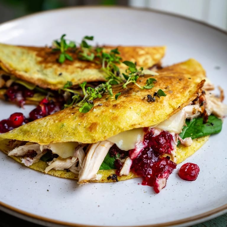 Golden-brown toasted Chicken and Brie Holiday Wrap, showcasing creamy brie and savory chicken filling.