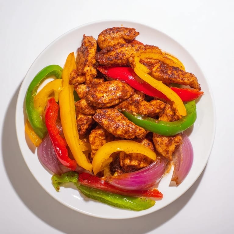 Golden-brown Chicken Fajita Sheet Pan, ready to wrap in warm tortillas, bursting with Tex-Mex flavors.