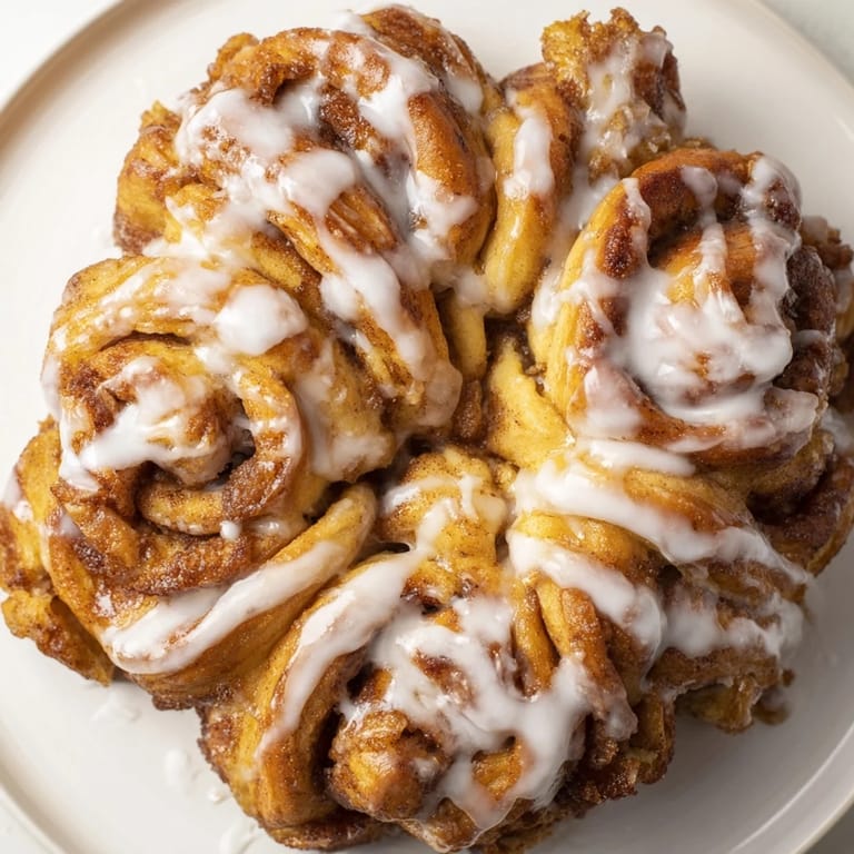 Fluffy layers and cinnamon sugar swirl inside this delightful Cinnamon Roll Pull-Apart Snowflake, ready to serve and share.