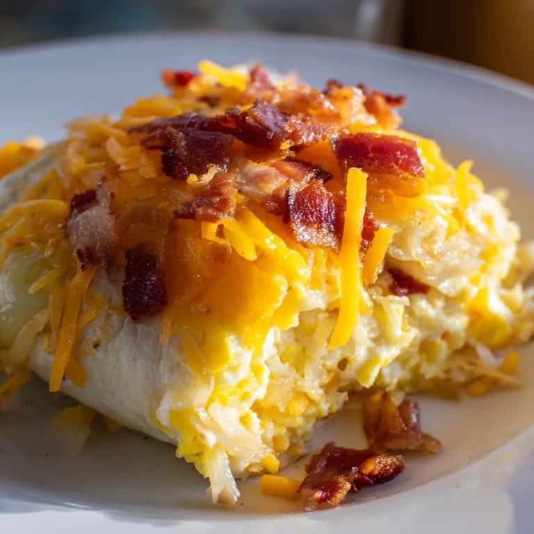 A close-up of delicious B.E.C. Breakfast Bites, revealing fluffy eggs and savory bacon filling each warm tortilla.