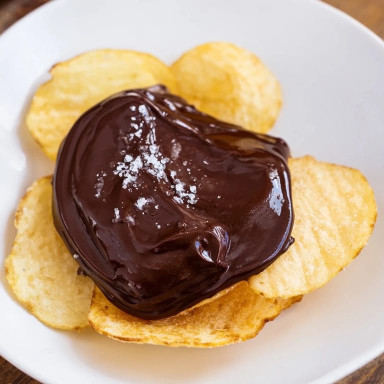 Enjoy a close-up of the finished Chocolate Potato Chip Bark, showcasing its perfect blend of sweet and salty flavors.