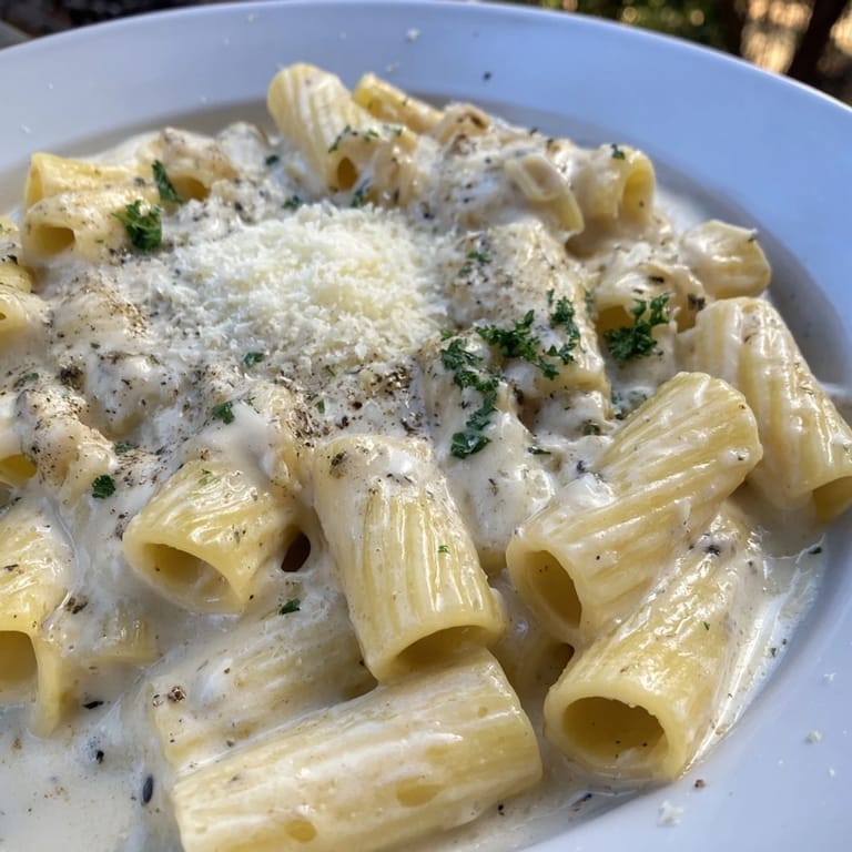 Served Creamy milk pasta one-pot in a rustic bowl with extra Parmesan, ready to enjoy for an easy weeknight meal.