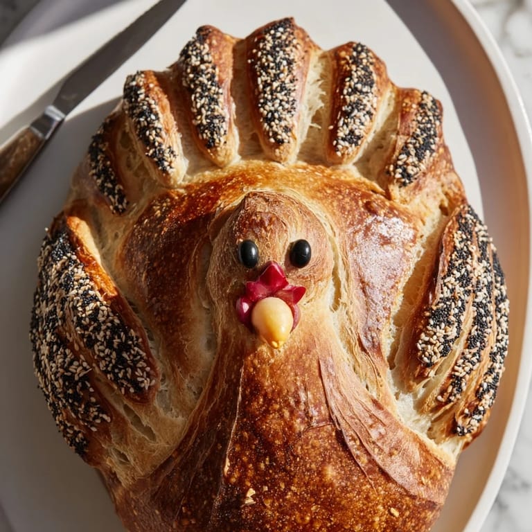 This artisan sourdough turkey bread has a crisp crust and soft crumb, perfect for Thanksgiving.