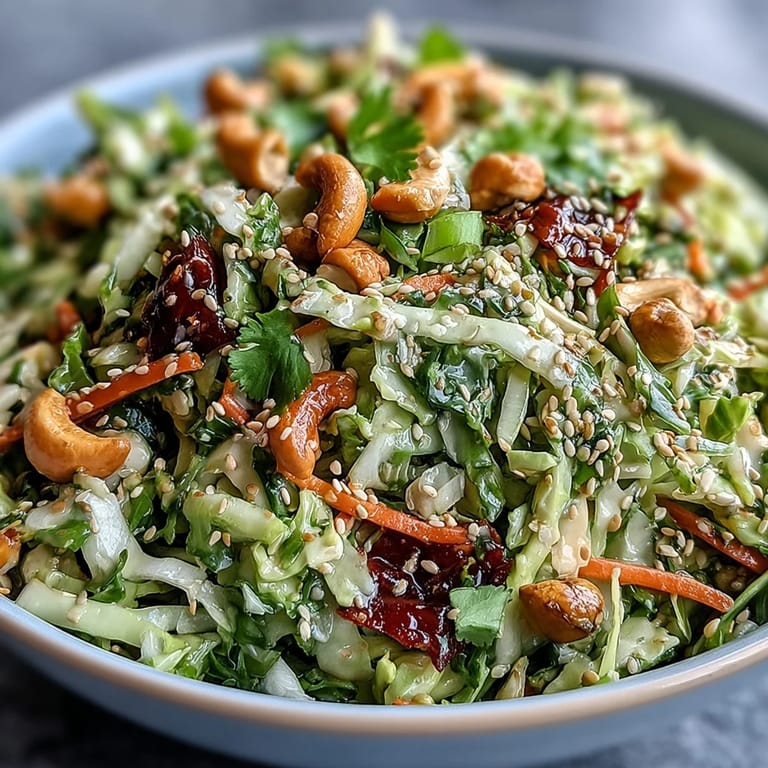 Healthy serving of Asian Cabbage Salad on a plate, perfect as a crunchy side dish for grilled chicken or a light vegan meal.
