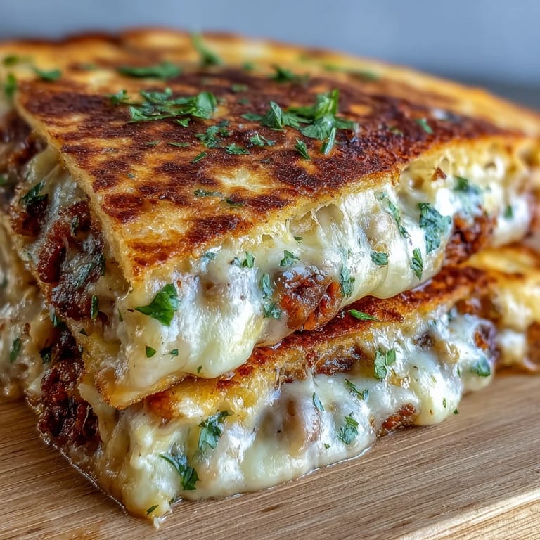Close-up of a skillet-fried Black-Eyed Pea Quesadilla featuring a savory filling of mashed beans and spices, ready to eat.