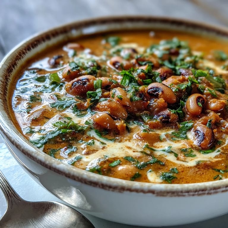 Spiced Black-Eyed Pea Curry simmering in a pot, rich with turmeric and cumin aromas, ready to be served.