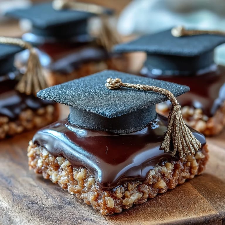 Festive graduation cookies decorated with black fondant mortarboard hats and yellow fondant tassels.