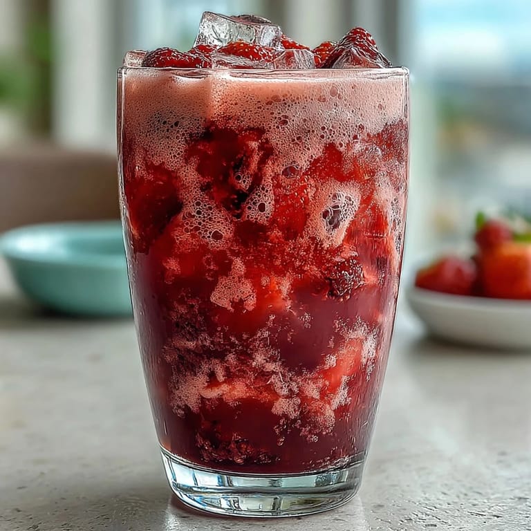 Creamy tropical Dragon Drink Refresher with fresh strawberries and coconut milk, perfect for summer.