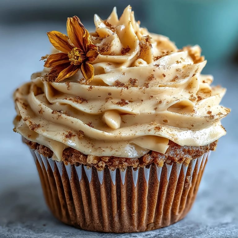These vanilla cupcakes are topped with a creamy terracotta buttercream, offering a blend of cinnamon, cocoa, and natural food coloring for an elegant dessert.
