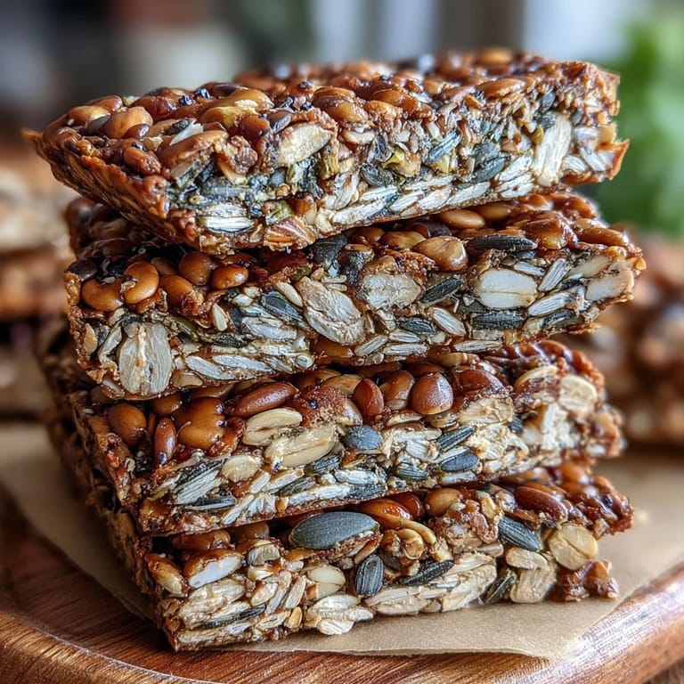 Golden homemade seed crackers with hearty flax, sunflower, and sesame seeds, perfect for pairing with cheese or hummus.