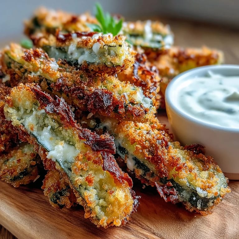 Tangy, breaded pickle fries fresh from the air fryer, a delicious snack.