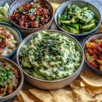 Vibrant Guacamole Bar with fresh toppings an inviting party appetizer.